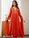MODERN VICHITRA EMBROIDERY WORK TOP BOTTOM WITH DUPATTA ORANGE