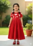 MODERN VICHITRA SILK HAND PAINTED WHIT MAGGAM WORK KID’S GOWN WITH DUPATTA FESTIVE WEAR WHOLESALE PRICE ETHNIC GARMENT (3)