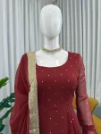 MOERN GEORGETTE MUKESH WORK GOWN BOTTOM WITH DUPATTA FESTIVE WEAR WHOLESALE PRICE ETHNIC GARMENT (4)
