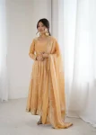 MOST PICKED FANDY SILK CODING SEQUENCE WORK GOWN BOTTOM WITH DUPATTA CREAM