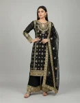 MOST PICKED GEORGETTE EMBROIDERY SEQUENCE WORK TOP PALAZZO WITH DUPATTA BLACK