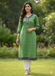 NEW ARRIVAL ART SILK JACQUARD CUT PASTE WORK ONLY KURTI GREEN