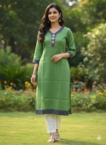 NEW ARRIVAL ART SILK JACQUARD CUT PASTE WORK ONLY KURTI GREEN