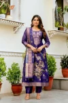 NEW ARRIVAL CHANDERI COTTON JACQUARD WORK TOP BOTTOM WITH DUPATTA PURPLE