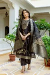 NEW ARRIVAL CHANDERI COTTON JACQUARD WORK TOP BOTTOM WITH DUPATTA FESTIVE WEAR WHOLESALE PRICE ETHNIC GARMENT (4)