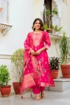 NEW ARRIVAL CHANDERI COTTON JACQUARD WORK TOP BOTTOM WITH DUPATTA RANI