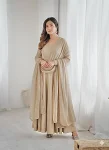NEW ARRIVAL CHANDERI COTTON PLAIN GOWN BOTTOM WITH HAND SEQUENCE , FOUR SIDE GOLDEN SAMOSA LACE WORK DUPATTA CREAM