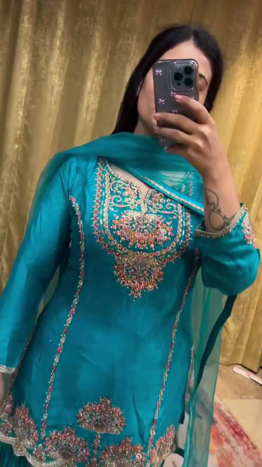 NEW ARRIVAL CHINON EMBROIDERY SEQUENCE WORK TOP PALAZZO WITH DUPATTA FESTIVE WEAR WHOLESALE PRICE ETHNIC GARMENT (4)