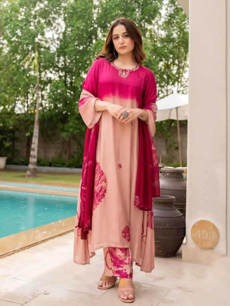 NEW ARRIVAL CHINON SILK DIGITAL PRINT WITH EMBROIDERY AND SEQUENCE WORK TOP PALAZZO WITH DUPATTA FESTIVE WEAR WHOLESALE PRICE ETHNIC GARMENT (2)