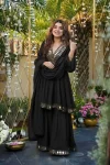 NEW ARRIVAL CHINON SILK REAL MIRROR WORK TOP PALAZZO WITH DUPATTA BLACK