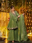 NEW ARRIVAL CHINON SILK REAL MIRROR WORK TOP PALAZZO WITH DUPATTA FESTIVE WEAR WHOLESALE PRICE ETHNIC GARMENT (4)