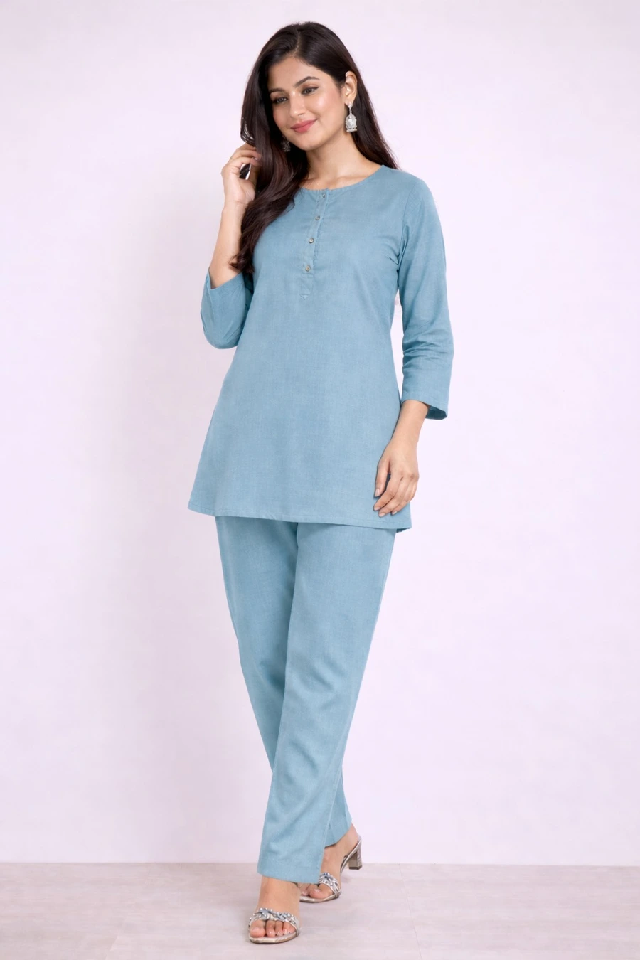 NEW ARRIVAL COTTON BLEND PLAIN CO-ORD SET DAILY WEAR WHOLESALE PRICE ETHNIC GARMENT (6)
