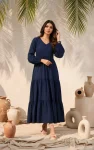NEW ARRIVAL DELTA SILK 3 LAYERD STITCHED GOWN NAVY BLUE