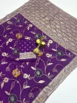 NEW ARRIVAL DOLA SILK ZARI & MEENAKARI WEAVING WITH PIPING LACE BORDER WORK SAREE WITH UNSTITCHED BLOUSE PURPLE