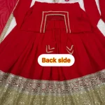 NEW ARRIVAL FAUX BLOOMING FANCY BORDER WORK ANARKALI BOTTOM WITH DUPATTA FESTIVE WEAR WHOLESALE PRICE ETHNIC GARMENT (14)