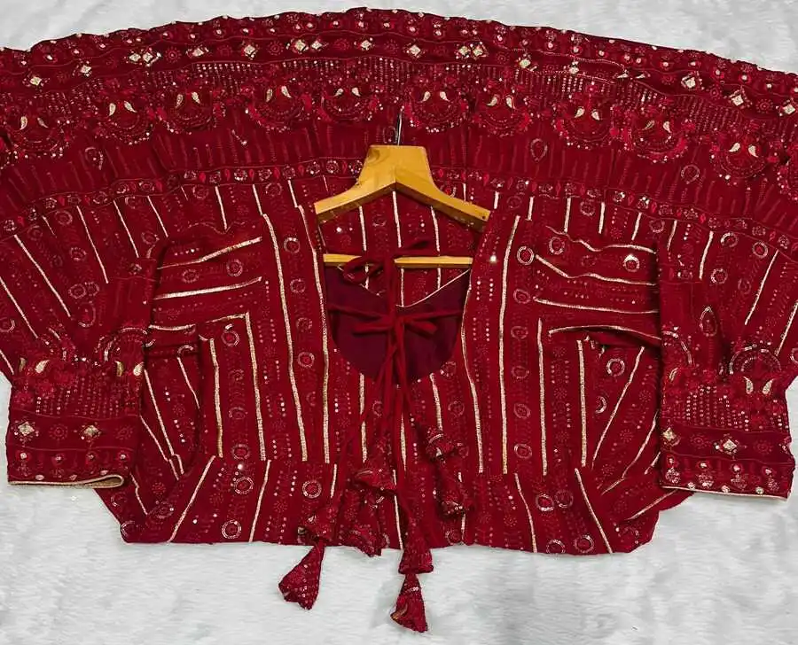 NEW ARRIVAL FAUX BLOOMING SEQUENCE & MULTI THREAD ZARI WORK ANARKALI GOWN BOTTOM WITH DUPATTA FESTIVE WEAR WHOLESALE PRICE ETHNIC GARMENT (14)