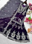 NEW ARRIVAL GEORGETTE EMBROIDERY 5 MM SEQUENCE WORK TOP SHARARA WITH DUPATTA WEDDING WEAR WHOLESALE PRICE ETHNIC GARMENT (7)