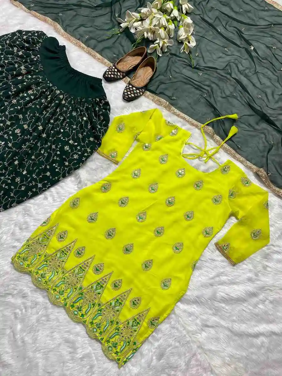 NEW ARRIVAL GEORGETTE EMBROIDERY 9 MM SEQUENCE WORK TOP DHOTI SALWAR WITH DUPATTA FESTIVE WEAR WHOLESALE PRICE ETHNIC GARMENT (10)