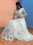 NEW ARRIVAL GEORGETTE EMBROIDERY SEQUENCE WORK WITH RUFFLE WORK LEHENGA SAREE CHOLI WITH ATTACHED DUPATTA WHITE
