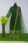 NEW ARRIVAL GEORGETTE MULTI SEQUENCE WORK GOWN WITH DUPATTA GREEN