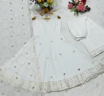 NEW ARRIVAL GEORGETTE RIBBON EMBROIDERY WORK WITH HAND WORK ANARKALI BOTTOM WOTH DUPATTA FESTIVE WEAR WHOLESALE PRICE ETHNIC GARMENT (3)