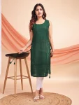 NEW ARRIVAL GEORGETTE SCHIFFLI EMBROIDERY WORK ONLY KURTI GREEN