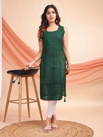NEW ARRIVAL GEORGETTE SCHIFFLI EMBROIDERY WORK ONLY KURTI GREEN