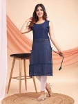 NEW ARRIVAL GEORGETTE SCHIFFLI EMBROIDERY WORK ONLY KURTI NAVY BLUE
