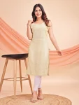 NEW ARRIVAL GEORGETTE SCHIFFLI EMBROIDERY WORK ONLY KURTI CREAM