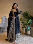 NEW ARRIVAL GEORGETTE SEQUENCE EMBROIDERY WORK  GOWN BOTTOM WITH DUPATTA BLACK