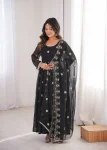 NEW ARRIVAL GEORGETTE SEQUENCE EMBROIDERY WORK GOWN BOTTOM WITH DUPATTA BLACK