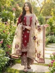 NEW ARRIVAL GMY SILK EMBROIDERY SEQUENCE WORK TOP PALAZZO WITH DUPATTA RED
