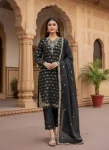NEW ARRIVAL GMY SILK EMBROIDERY SEQUENCE WORK TOP PALAZZO WITH DUPATTA BLACK