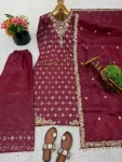 NEW ARRIVAL GMY SILK EMBROIDERY SEQUENCE WORK TOP PALAZZO WITH DUPATTA WEDDING WEAR WHOLESALE PRICE ETHNIC GARMENT (3)