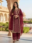 NEW ARRIVAL GMY SILK EMBROIDERY SEQUENCE WORK TOP PALAZZO WITH DUPATTA WEDDING WEAR WHOLESALE PRICE ETHNIC GARMENT (3)