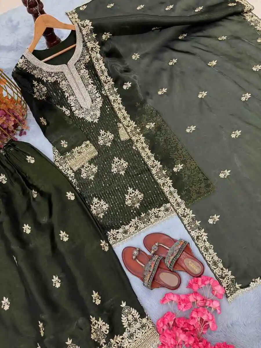 NEW ARRIVAL GMY SILK EMBROIDERY SEQUENCE WORK WITH JARKHAN DIAMOND WORK TOP PALAZZO WITH DUPATTA FESTIVE WEAR WHOLESALE PRICE ETHNIC GARMENT (6)