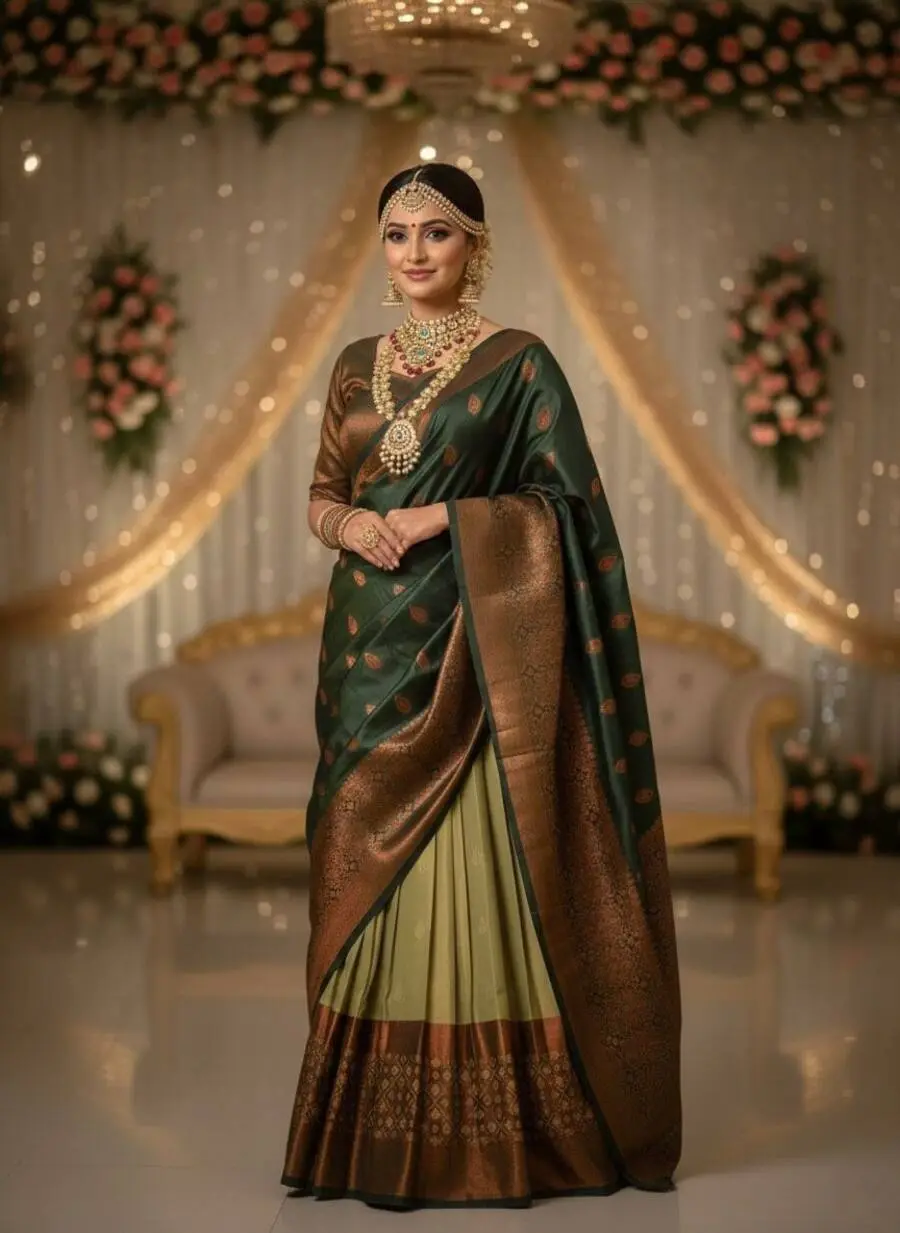 NEW ARRIVAL KANJIVARAM SILK ZARI WEAVING WORK STITCHED LEHENGA UNSTITCHED CHOLI WITH DUPATTA FESTIVE WEAR WHOLESALE PRICE ETHNIC GARMENT (10)