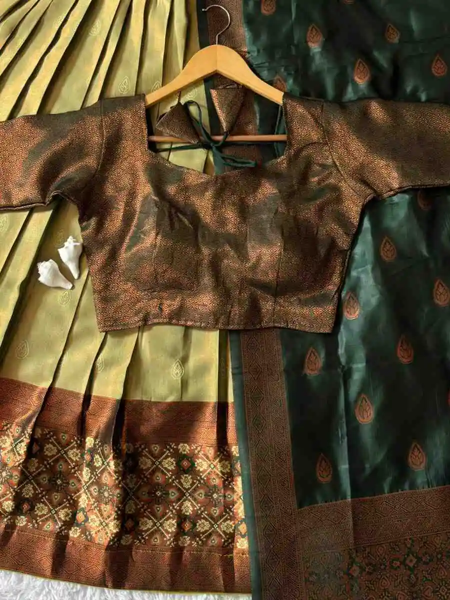 NEW ARRIVAL KANJIVARAM SILK ZARI WEAVING WORK STITCHED LEHENGA UNSTITCHED CHOLI WITH DUPATTA FESTIVE WEAR WHOLESALE PRICE ETHNIC GARMENT (12)