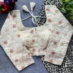 NEW ARRIVAL KHADI COTTON EMBROIDERY WORK STITCHED BLOUSE OFF WHITE