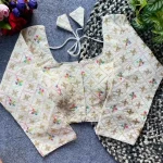 NEW ARRIVAL KHADI COTTON EMBROIDERY WORK STITCHED BLOUSE OFF WHITE