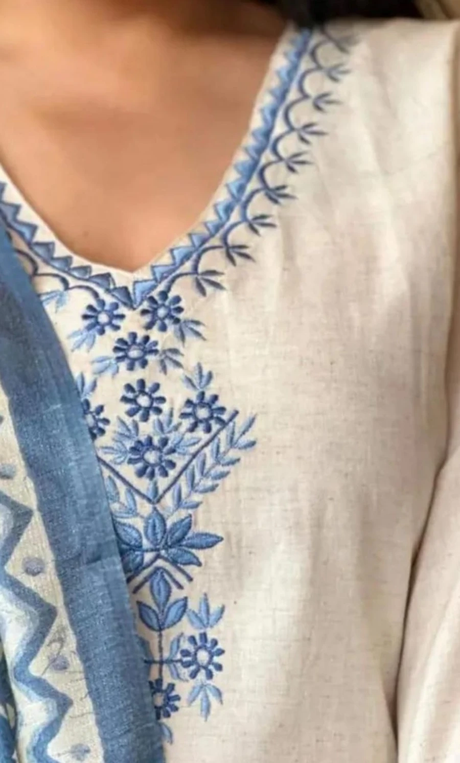 NEW ARRIVAL KHADI COTTON EMBROIDERY WORK TOP BOTTOM WITH DUPATTA FESTIVE WEAR WHOLESALE PRICE ETHNIC GARMENT (1)