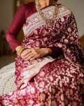 NEW ARRIVAL LICHI SILK BANARASI WEAVING WORK SAREE WITH UNSTITCHED BLOUSE WEDDING WEAR WHOLESALE PRICE ETHNIC GARMENT (6)