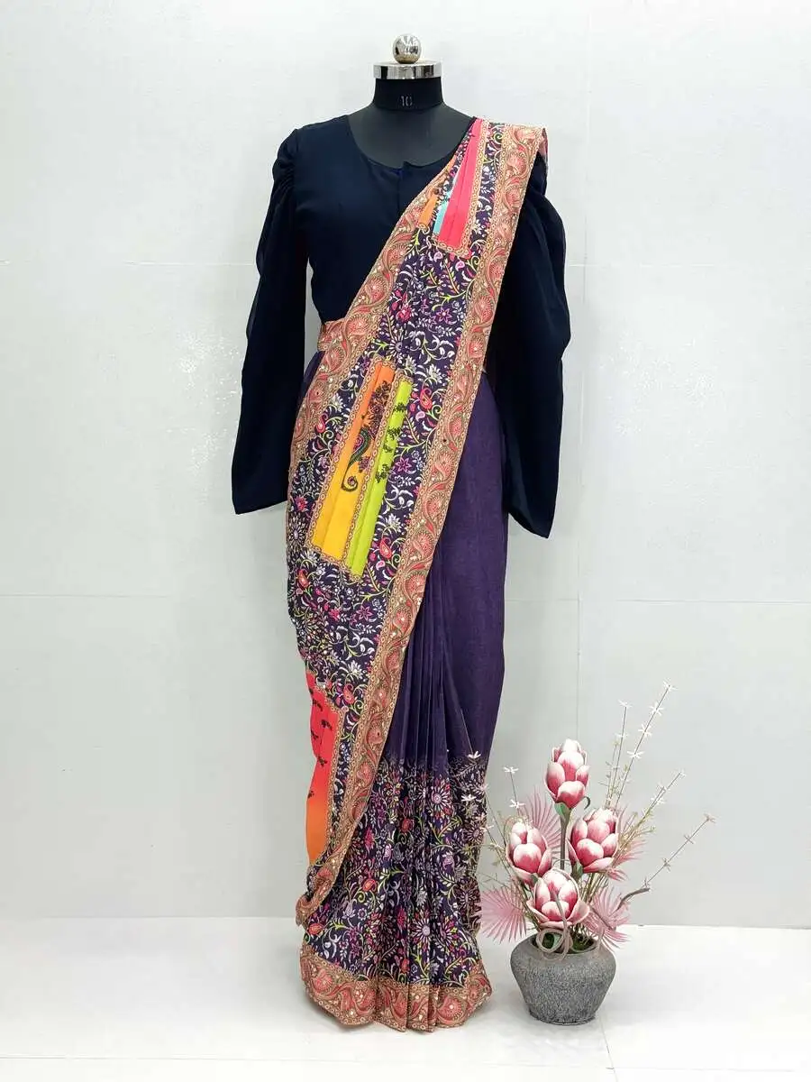 NEW ARRIVAL NATURAL SILK FANCY DIGITAL PRINT AND REAL MIRROR HAND WORK READY TO WEAR SAREE WITH ATTACHED BLOUSE FESTIVE WEAR WHOLESALE PRICE ETHNIC GARMENT (1).jpg.webp