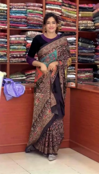 NEW ARRIVAL NATURAL SILK FANCY DIGITAL PRINT AND REAL MIRROR HAND WORK READY TO WEAR SAREE WITH ATTACHED BLOUSE MULTI