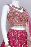 NEW ARRIVAL NET CHAIN DESIGN WORK LEHENGA CHOLI WITH DUPATTA FESTIVE WEAR WHOLESALE PRICE ETHNIC GARMENT (5)