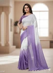 NEW ARRIVAL NYLON CHINON SILK MUKESH WORK SAREE WITH UNSTITCHED BLOUSE PURPLE