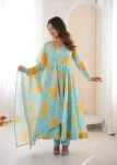 NEW ARRIVAL ORGANZA FLORAL PRINT WORK GOWN BOTTOM WITH DUPATTA FESTIVE WEAR WHOLESALE PRICE ETHNIC GARMENT (13)
