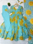 NEW ARRIVAL ORGANZA FLORAL PRINT WORK GOWN BOTTOM WITH DUPATTA FESTIVE WEAR WHOLESALE PRICE ETHNIC GARMENT (13)
