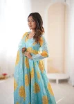 NEW ARRIVAL ORGANZA FLORAL PRINT WORK GOWN BOTTOM WITH DUPATTA FESTIVE WEAR WHOLESALE PRICE ETHNIC GARMENT (13)