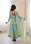 NEW ARRIVAL ORGANZA FLORAL PRINT WORK GOWN BOTTOM WITH DUPATTA FESTIVE WEAR WHOLESALE PRICE ETHNIC GARMENT (13)